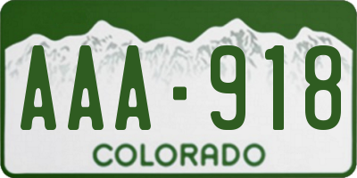 CO license plate AAA918