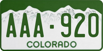 CO license plate AAA920