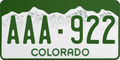 CO license plate AAA922