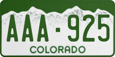 CO license plate AAA925