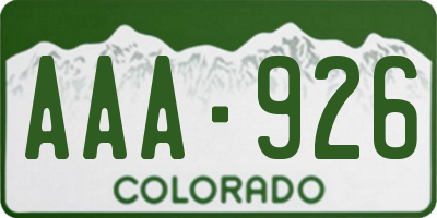 CO license plate AAA926