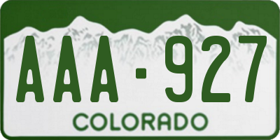 CO license plate AAA927