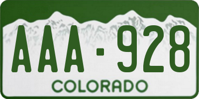 CO license plate AAA928