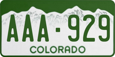CO license plate AAA929