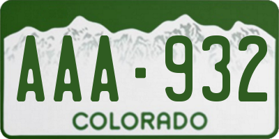 CO license plate AAA932