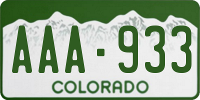 CO license plate AAA933