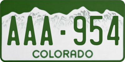 CO license plate AAA954