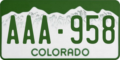 CO license plate AAA958