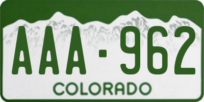 CO license plate AAA962
