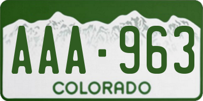 CO license plate AAA963