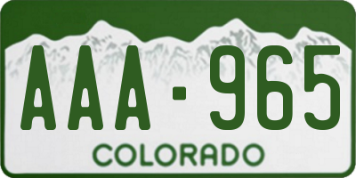 CO license plate AAA965