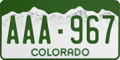 CO license plate AAA967