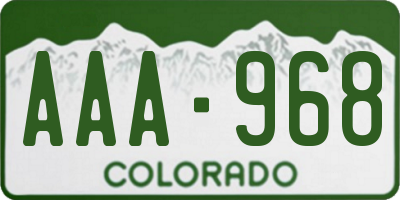 CO license plate AAA968