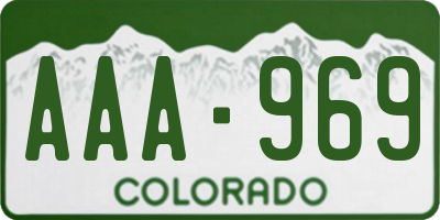 CO license plate AAA969