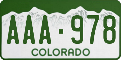 CO license plate AAA978