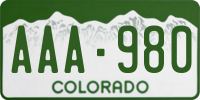 CO license plate AAA980
