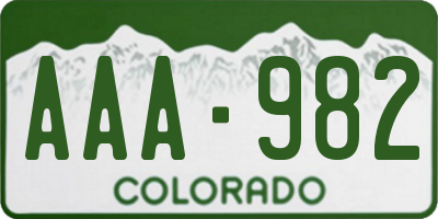 CO license plate AAA982