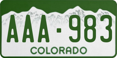 CO license plate AAA983