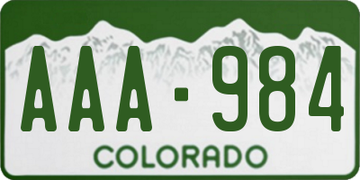 CO license plate AAA984