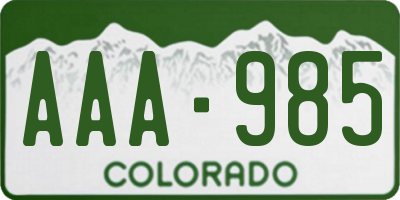 CO license plate AAA985