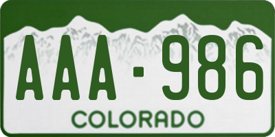 CO license plate AAA986