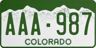 CO license plate AAA987