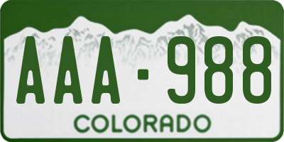CO license plate AAA988