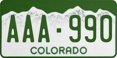 CO license plate AAA990