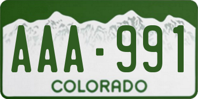 CO license plate AAA991