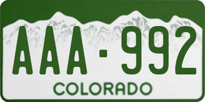 CO license plate AAA992