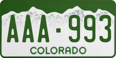 CO license plate AAA993