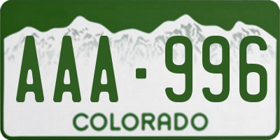 CO license plate AAA996