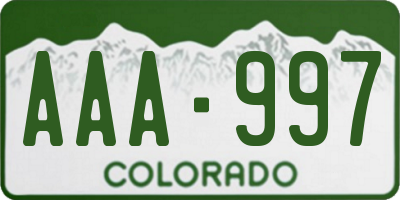 CO license plate AAA997