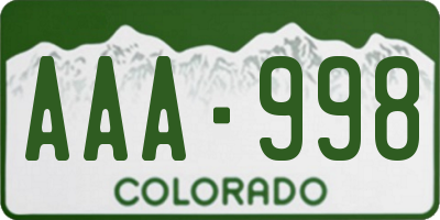 CO license plate AAA998