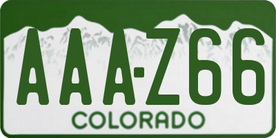 CO license plate AAAZ66