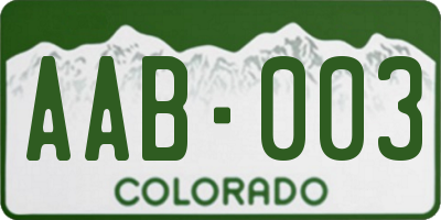CO license plate AAB003