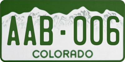 CO license plate AAB006
