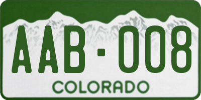CO license plate AAB008