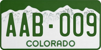 CO license plate AAB009