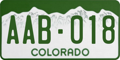CO license plate AAB018