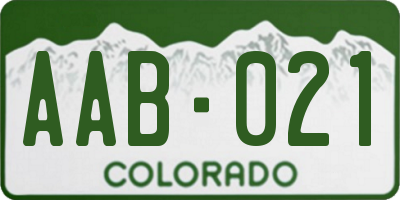 CO license plate AAB021