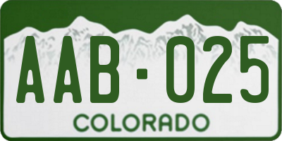 CO license plate AAB025