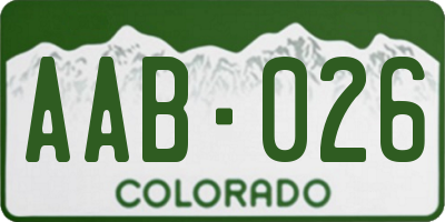 CO license plate AAB026