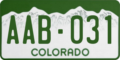 CO license plate AAB031