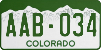 CO license plate AAB034