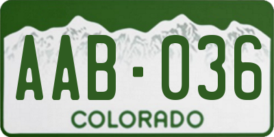 CO license plate AAB036