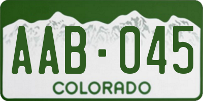 CO license plate AAB045