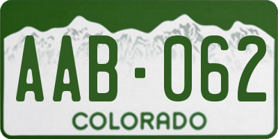 CO license plate AAB062