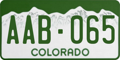 CO license plate AAB065