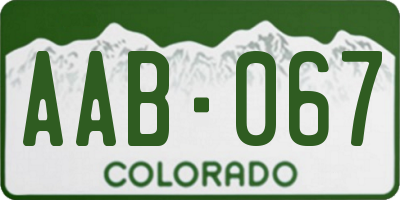 CO license plate AAB067